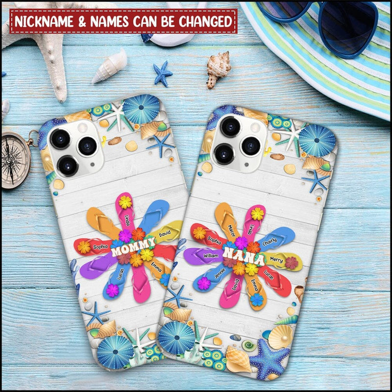 Discover Personalized Grandma Mom Flip Flops Flower Summer Beach Hawaii Gift Phone Case