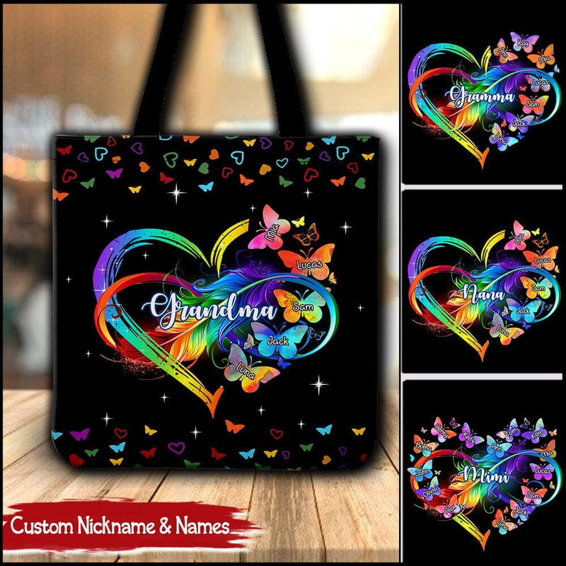 Discover Personalized Grandma Mom Heart Infinity Butterfly Mother's Day Best Gift Tote bag