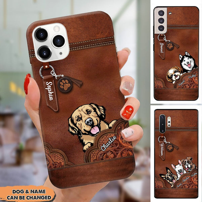 Dog Mom Fur Mama Pet Puppy Lover Leather Background Personalized Phone Case