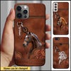 Horse Lover Horse Girl Woman Horse Rider Horse Trainer Leather Background Personalized Phone case HLD26MAY23VA1