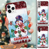 Customized Snowman Nana Mom Christmas Gift Xmas Glass Phone case HLD27OCT22VA1 Glass Phone Case Humancustom - Unique Personalized Gifts Iphone iPhone 14