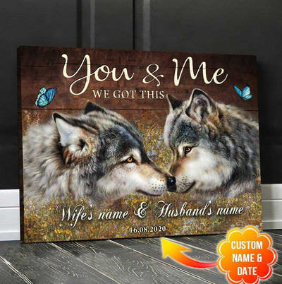 You and Me Couple Wolf Canvas Valentines Day Personalized Gift Canvas Dreamship