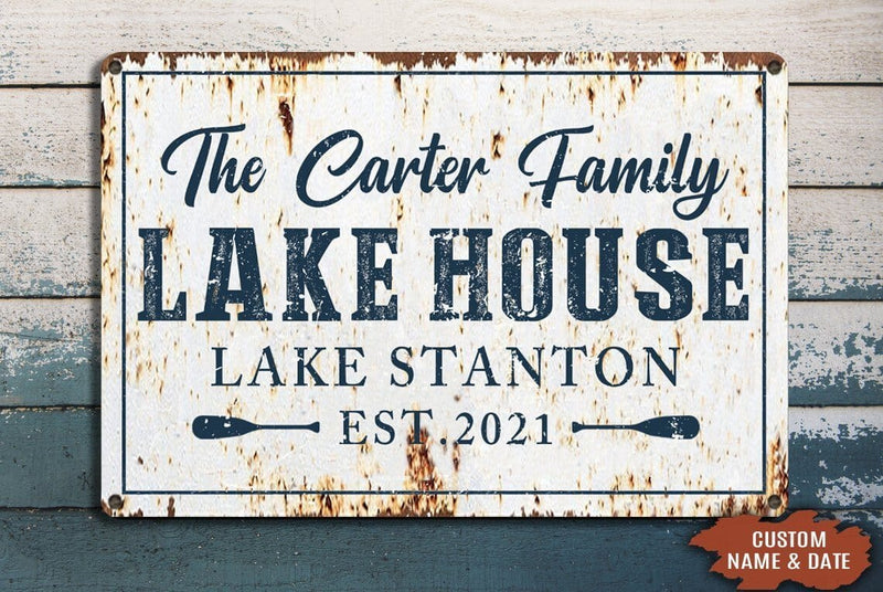 Personalized Lake House Metal Sign