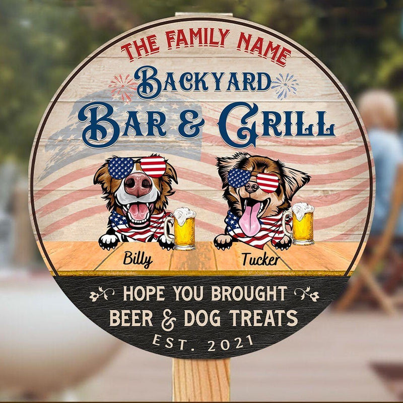 Discover Backyard Bar & Grill Personalized Wooden Door Sign - GIft For Pet Lover