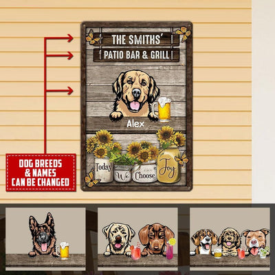 Personalized Custom Dogs Barkyard Patio Bar And Coffee Funny Today We Choose Joy Metal Sign Pht Metal Sign Human Custom Store