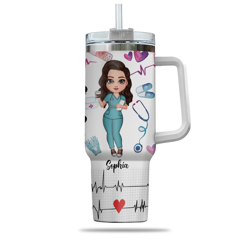 Pretty Nurse Doll Personalized Tumbler With Straw HTN01DEC23KL1 Tumbler With Straw HumanCustom - Unique Personalized Gifts Made Just for You 