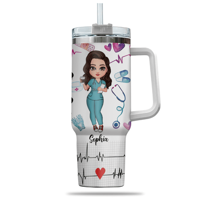 Pretty Nurse Doll Personalized Tumbler With Straw HTN01DEC23KL1 Tumbler With Straw HumanCustom - Unique Personalized Gifts Made Just for You