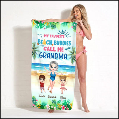 My favorite beach buddies call me Grandma Summer Holiday Personalized Beach Towel HTN01JUN23VA1