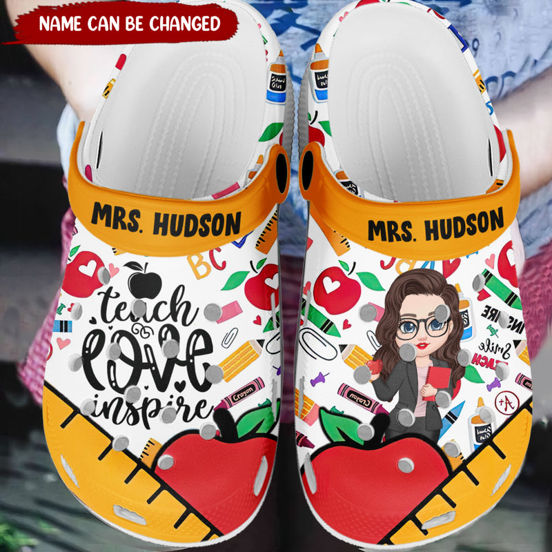 Discover Doll Teacher Teach Love Inspire Personalized Clogs