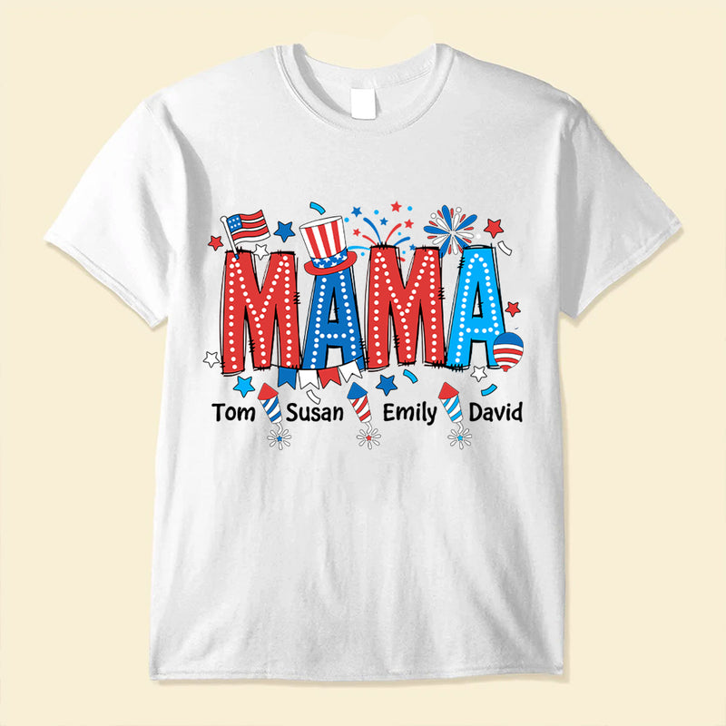 4th of July Grandma Mama Mimi Personalized White T-shirt