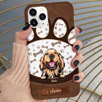 Cute Dog Puppy Pet Leather Pattern Personalized Phone case Pawfect Gift for Dog Lovers HTN01MAR24KL1