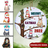 Meowy Christmas Loves Cute Laughing Cats Personalized Ornament HTN01NOV22NY2 Circle Ceramic Ornament Humancustom - Unique Personalized Gifts Pack 1