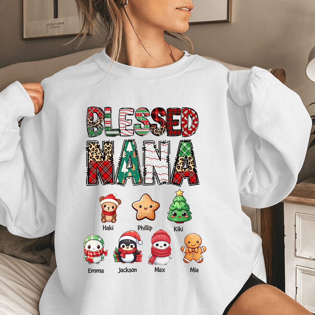 Blessed Grandma Christmas Cute Little Grandkids Personalized Sweatshirt HTN01NOV23KL3 2d sweatshirt HumanCustom - Unique Personalized Gifts Made Just for You 