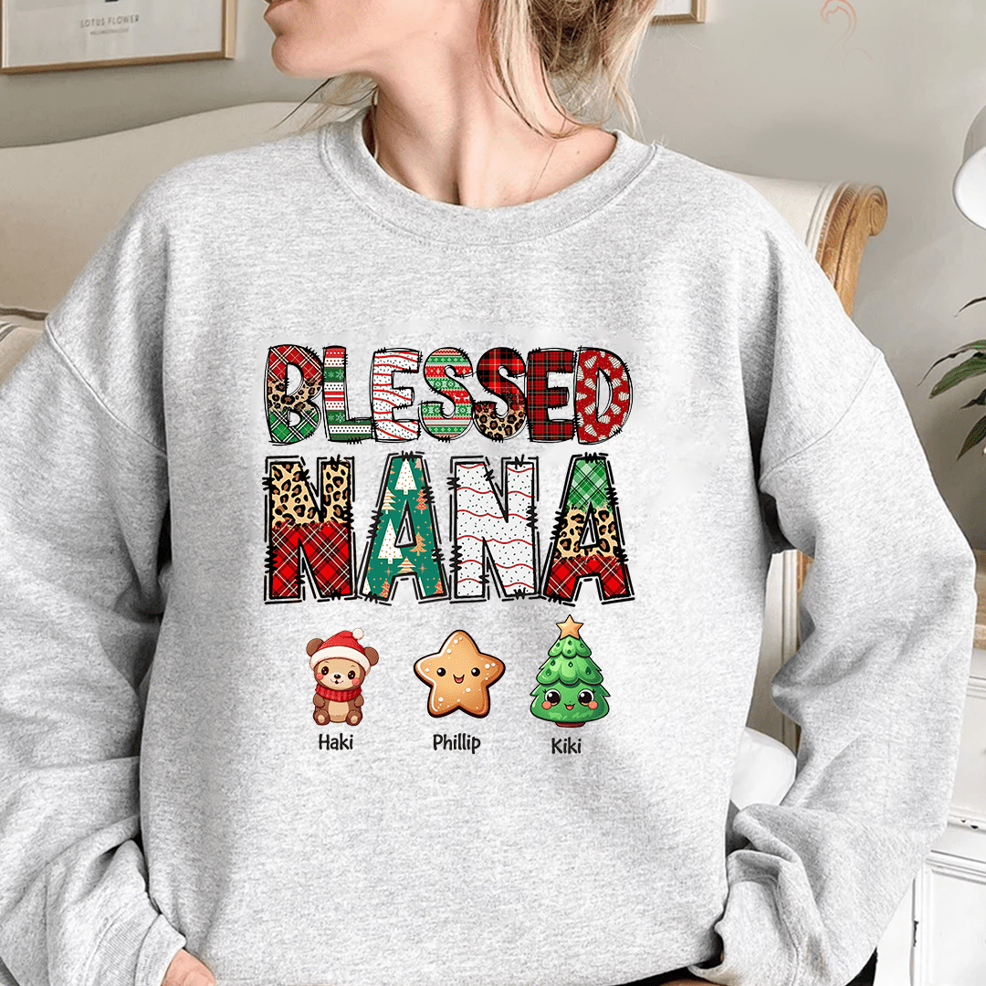 Blessed Grandma Christmas Cute Little Grandkids Personalized Sweatshirt HTN01NOV23KL3 2d sweatshirt HumanCustom - Unique Personalized Gifts Made Just for You 