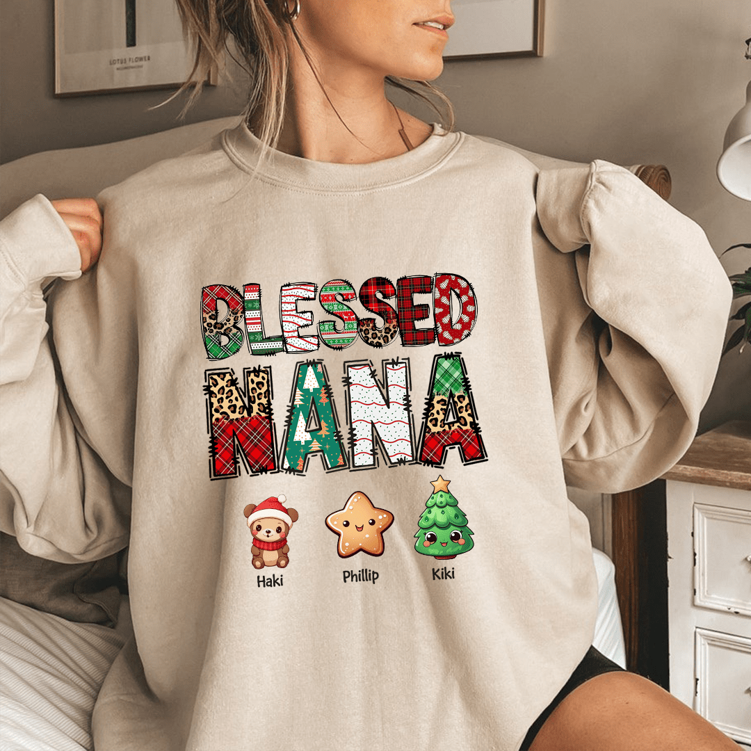 Blessed Grandma Christmas Cute Little Grandkids Personalized Sweatshirt HTN01NOV23KL3 2d sweatshirt HumanCustom - Unique Personalized Gifts Made Just for You 