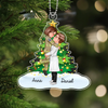 Personalized Couple Portrait, Firefighter, Nurse, Police Officer, Teacher, Gifts by Occupation Christmas Tree Acrylic Ornament HTN01SEP23NA1