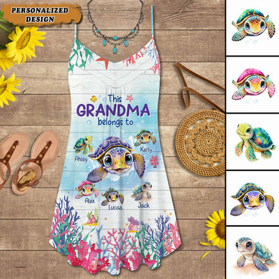 This Grandma belongs to Cute Ocean Turtles Personalized Summer Dress HTN02APR24VA2