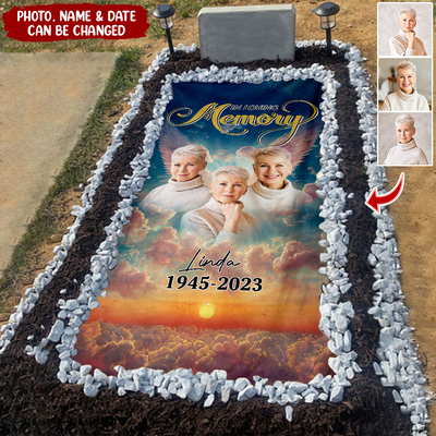 Upload Photo Memorial A big piece of my Heart lives in Heaven Personalized Memorial Grave Blanket HTN02MAR24KL3