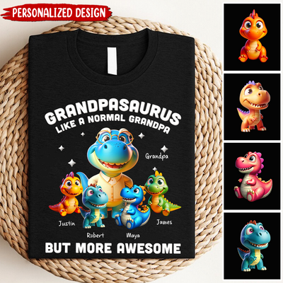 Daddysaurus Grandpasaurus 3D Dinosaurs Personalized Black T-shirt and Hoodie HTN02MAY24KL1