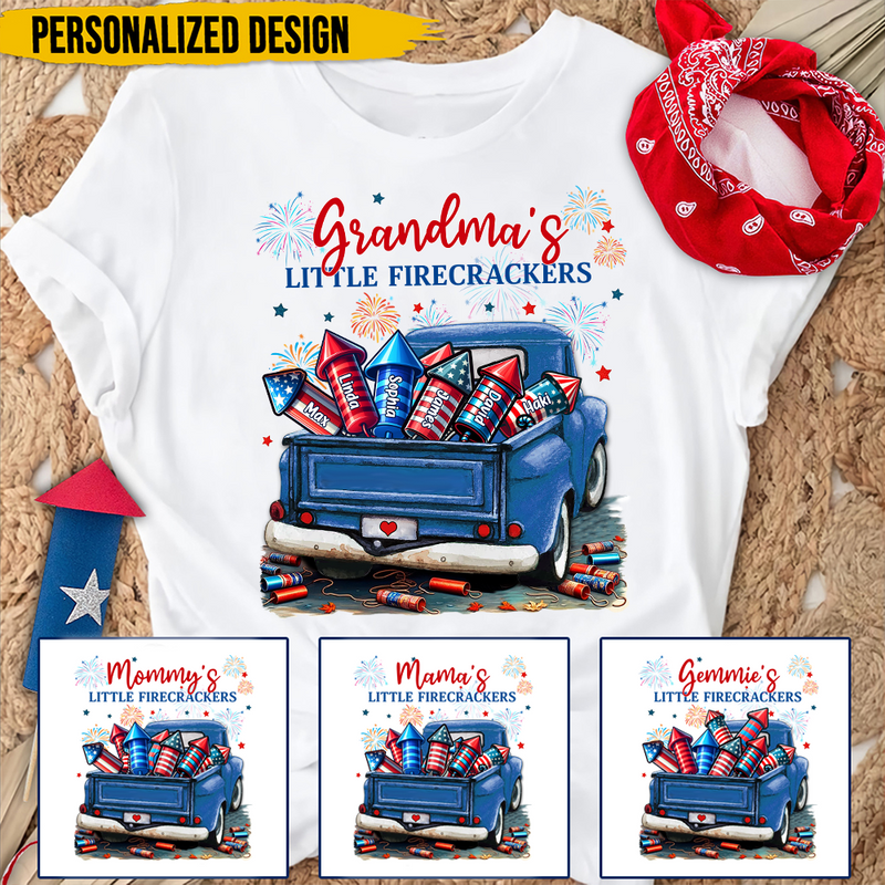 Discover Grandma's little firecrackers Personalized White T-shirt