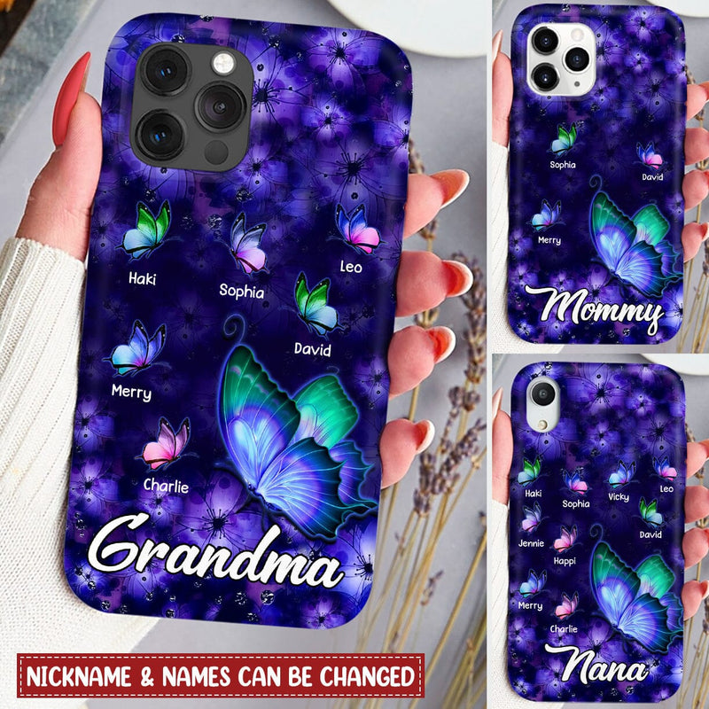 Discover Violet Floral Butterfly Grandma Personalized Phone case Gift for Grandmas Moms Aunties