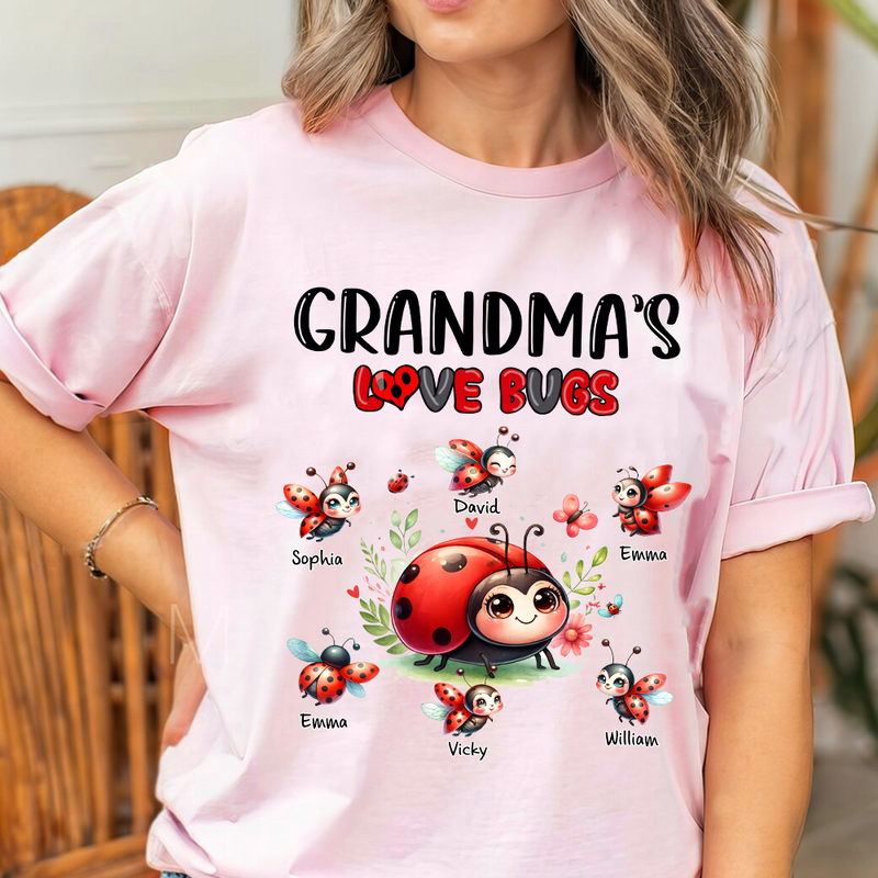 Grandma's love bugs Personalized White T-shirt