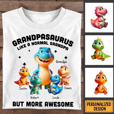 Daddysaurus Grandpasaurus 3D Dinosaurs Personalized White T-shirt and Hoodie HTN03MAY24KL2