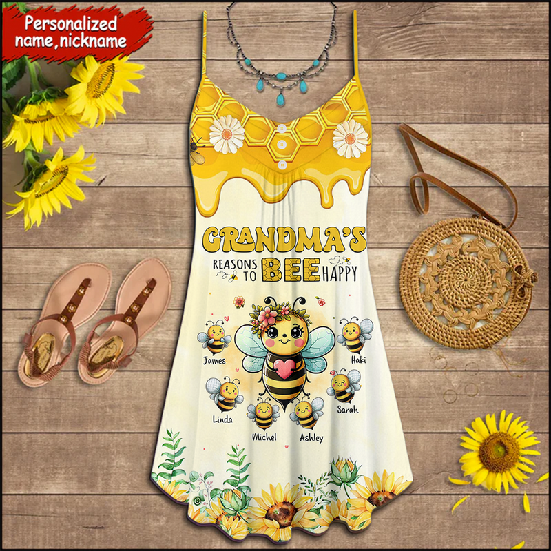 Discover Grandma's reasons to bee happy Personalized Summer Dress