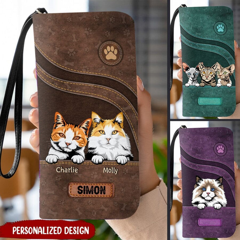 Discover Personalized Cat Kitty Pet Leather Pattern Women's Purse