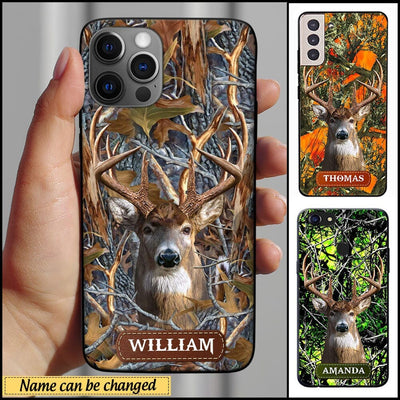 Deer Hunting Forest Pattern Custom Name Personalized Phone case Perfect Gift for Hunters HTN04MAY23VA1 Silicone Phone Case Humancustom - Unique Personalized Gifts Iphone iPhone 14