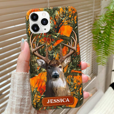Deer Hunting Forest Pattern Custom Name Personalized Phone case Perfect Gift for Hunters HTN04MAY23VA1 Silicone Phone Case Humancustom - Unique Personalized Gifts