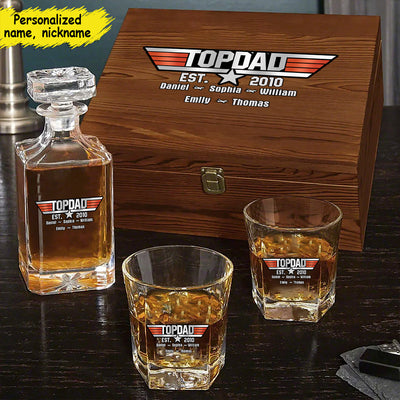 Personalized Top Papa Top Dad Rectangle Decanter Set- Gift Idea For Father's Day Grandpa Birthday HTN04MAY24NY1