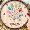 Mother Grandma Nana Handprint Bouquet Personalized 2 Layers Wooden Plaque HTN04MAY24VA2