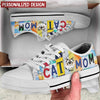 Cat Mom Cute Cat Kitten Pet License Plate Pattern Personalized Low Top Shoes Pawfect Gift for Cat Lovers HTN05APR23KL3 Lowtop Shoes Humancustom - Unique Personalized Gifts