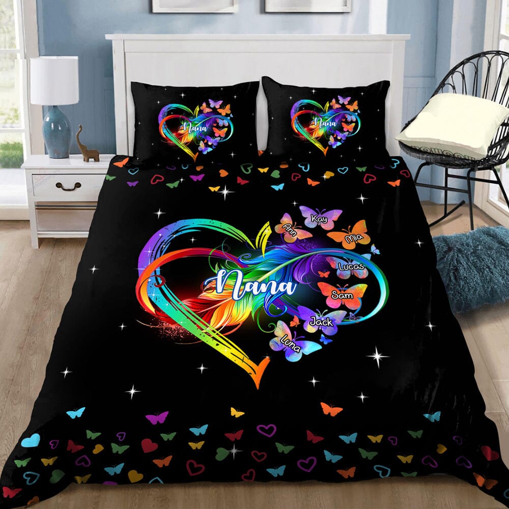 Personalized Bedding Set Grandma Mom Heart Infinity Butterfly Mother's Day Best Gift HTN05DEC23VA2 Bedding Set HumanCustom - Unique Personalized Gifts Made Just for You 