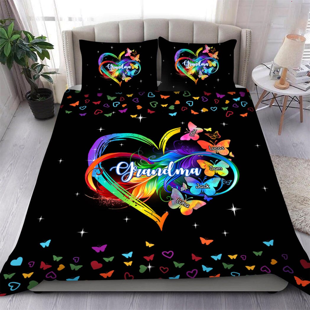 Personalized Bedding Set Grandma Mom Heart Infinity Butterfly Mother's Day Best Gift HTN05DEC23VA2 Bedding Set HumanCustom - Unique Personalized Gifts Made Just for You 