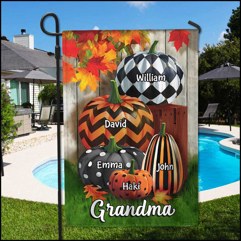 Family Pumpkins Patch Fall Season Vibe Personalized Garden Flag Perfect Gift for Family Members