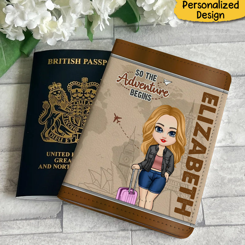 Discover So the Adventure begins Travel Lover Personalized Passport Cover