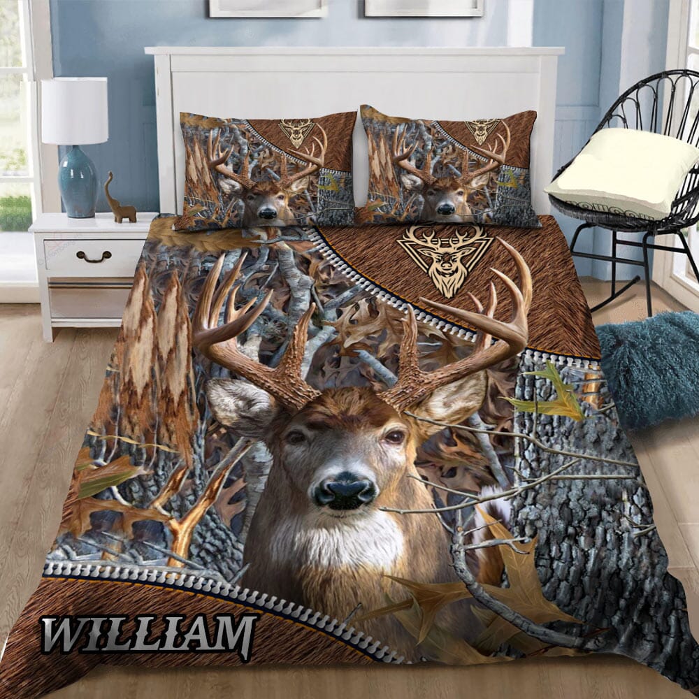 Deer Hunting Leather Pattern Personalized Bedding Set HTN06DEC23VA1 Bedding Set HumanCustom - Unique Personalized Gifts Made Just for You 3 Pieces US TWIN 