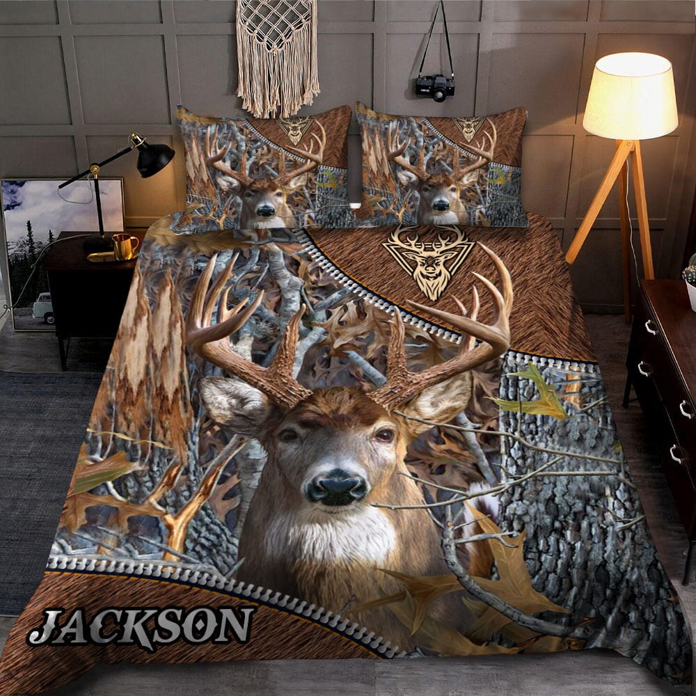 Deer Hunting Leather Pattern Personalized Bedding Set HTN06DEC23VA1 Bedding Set HumanCustom - Unique Personalized Gifts Made Just for You 