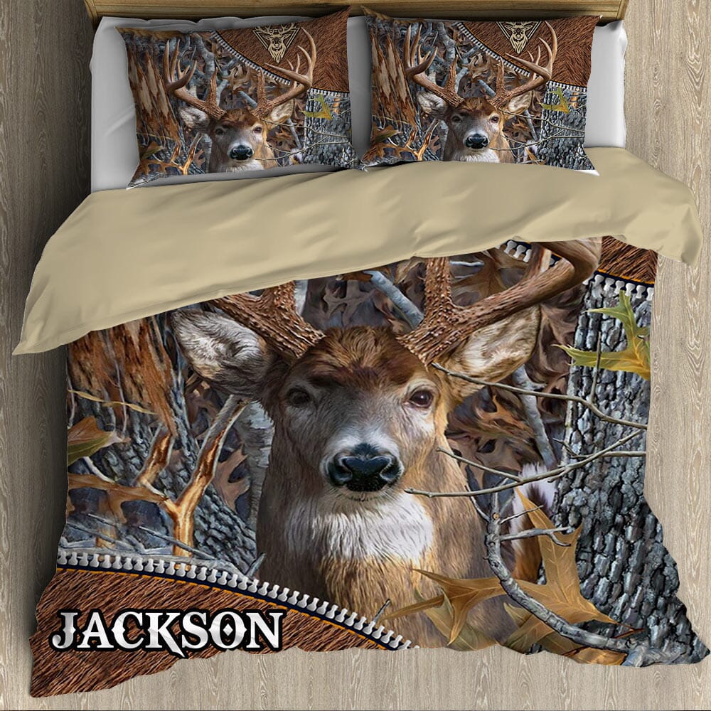 Deer Hunting Leather Pattern Personalized Bedding Set HTN06DEC23VA1 Bedding Set HumanCustom - Unique Personalized Gifts Made Just for You 