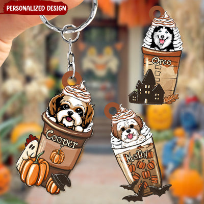 Halloween Vibe Puppuccino Coffee Cute Dog Puppy Pet Personalized Acrylics Keychain HTN06JUL23NY1