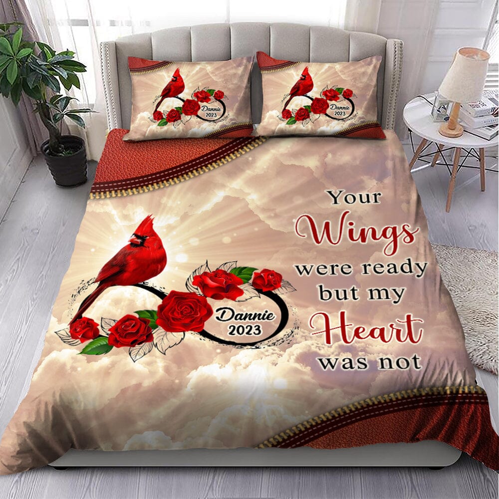 Personalized Family Loss Cardinal Rose Infinite Love Custom Name Date Memorial Gift Bedding Set HTN07DEC23TT1 Bedding Set HumanCustom - Unique Personalized Gifts Made Just for You 