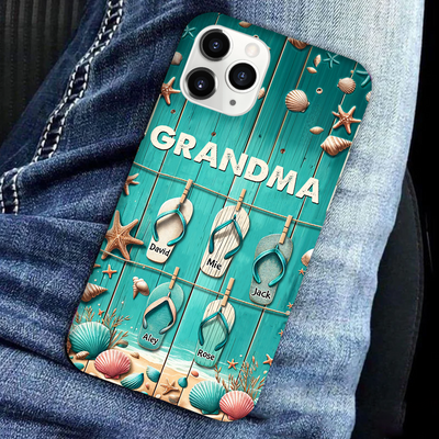 Summer Flipflop Grandkids Personalized Phone case Perfect Gift for Grandmas Moms Aunties HTN07MAR24KL1