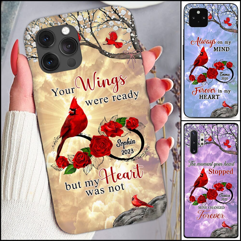 Family Loss Cardinal Rose Infinite Love Custom Name Date Memorial Gift Phone case HTN08DEC23TT1 Silicone Phone Case HumanCustom - Unique Personalized Gifts Made Just for You Iphone iPhone 15 