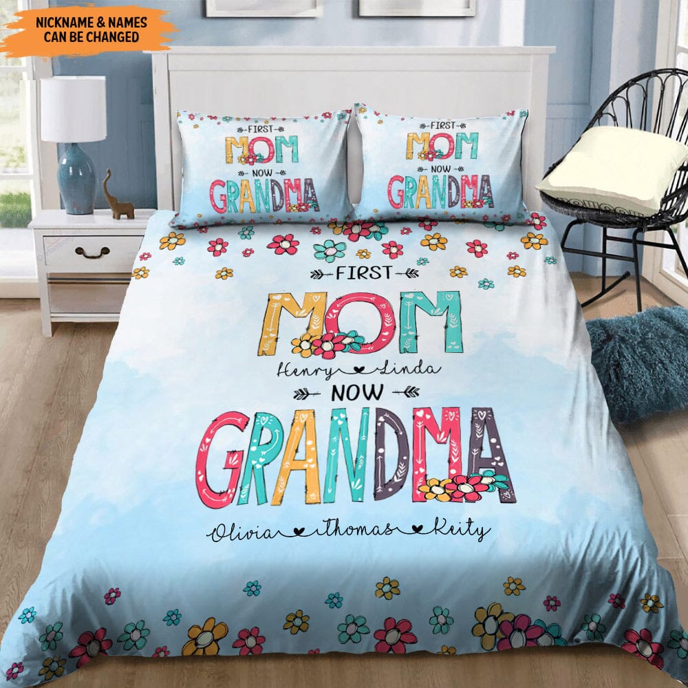 First MOM Now GRANDMA Personalized Bedding set HTN08DEC23VA1 Bedding Set HumanCustom - Unique Personalized Gifts Made Just for You 