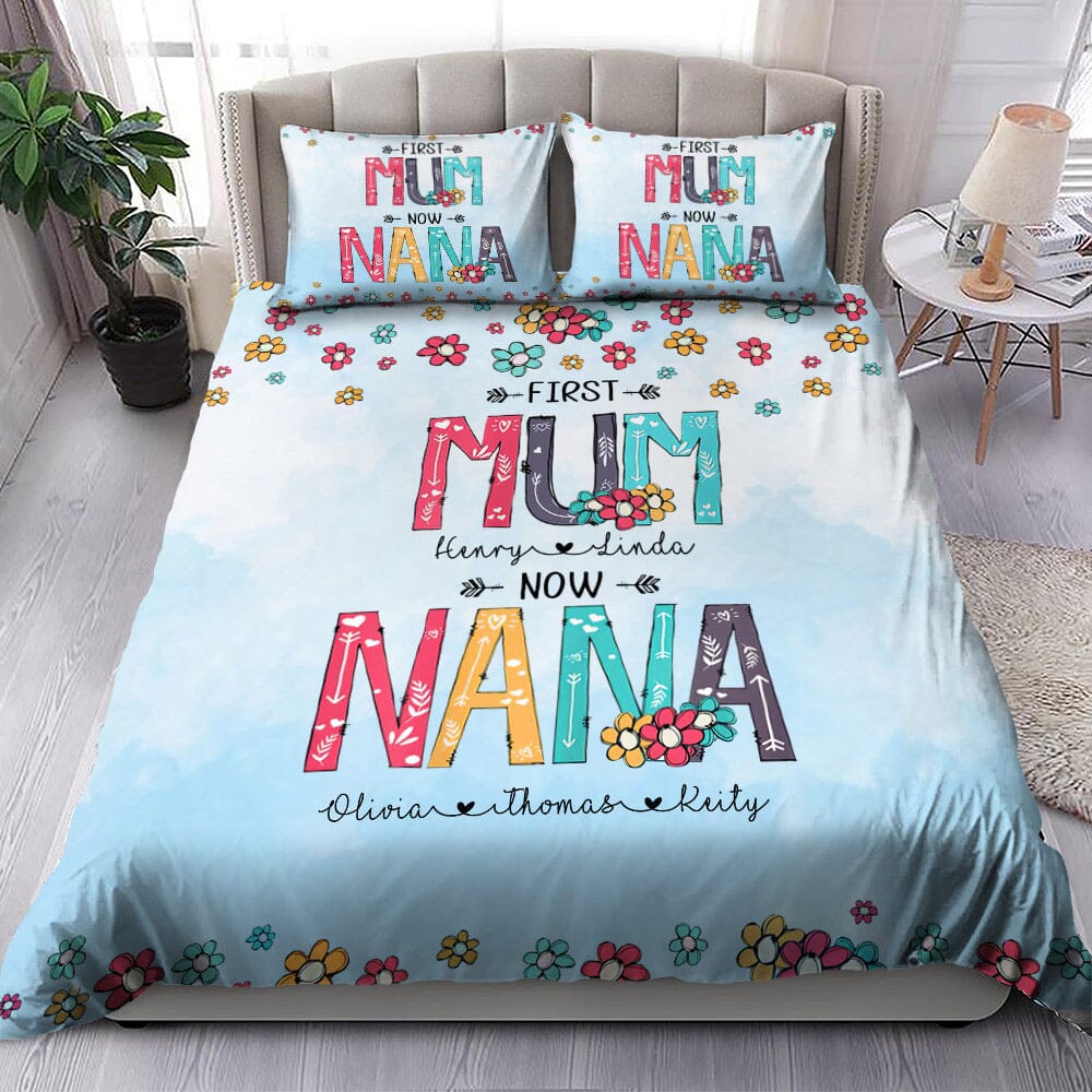 First MOM Now GRANDMA Personalized Bedding set HTN08DEC23VA1 Bedding Set HumanCustom - Unique Personalized Gifts Made Just for You 