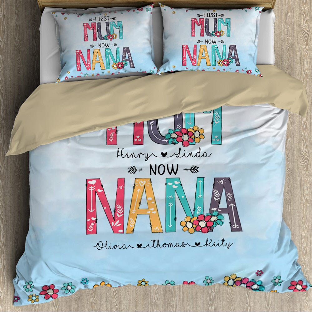 First MOM Now GRANDMA Personalized Bedding set HTN08DEC23VA1 Bedding Set HumanCustom - Unique Personalized Gifts Made Just for You 