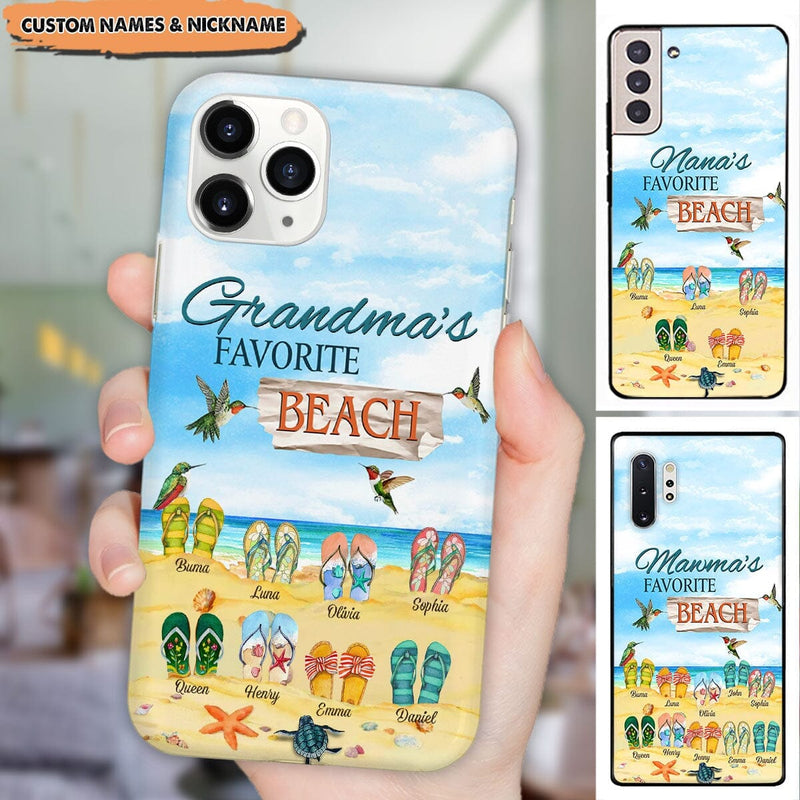 Grandma's Favorite Beach Flip Flop Grandkids On The Beach Personalized Phone Case