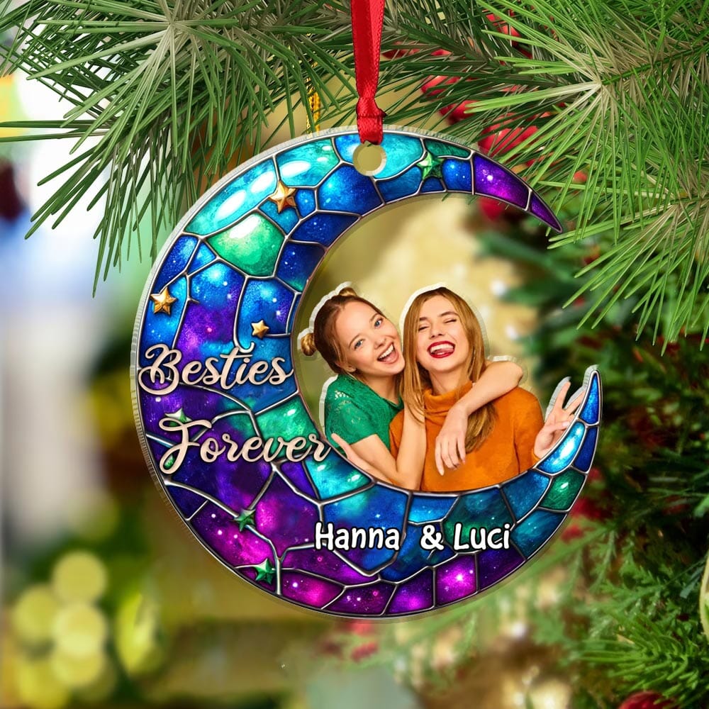 I love you to the moon and back Besties Forever Upload Photo Personalized Acrylic Ornament HTN08NOV23NA1 Acrylic Ornament HumanCustom - Unique Personalized Gifts Made Just for You 